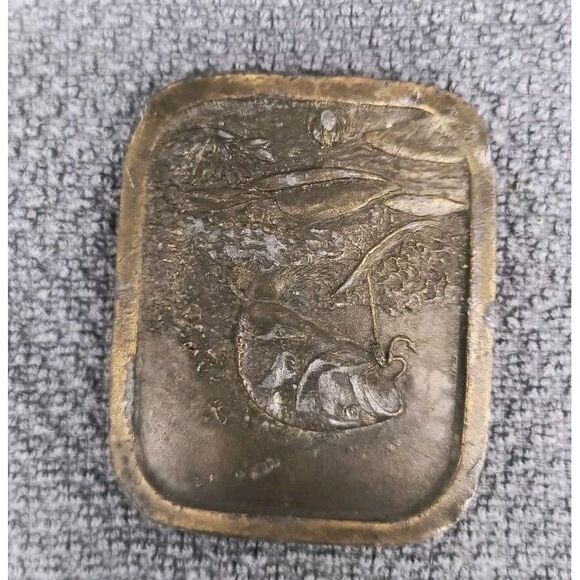 Vintage 1976 Largemouth Bass Brass Belt Buckle  by Indiana Metal Craft - Picture 3 of 8